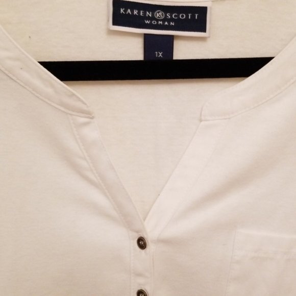 Karen Scott white short sleeve top. - Picture 3 of 4